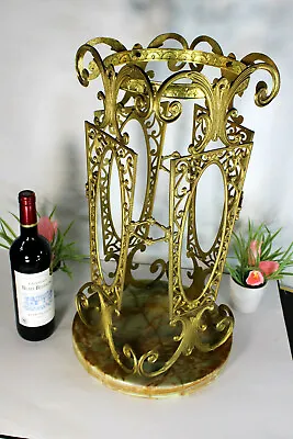 Vintage Brass Marble Onyx Umbrella Stand Holder  • 538.29$