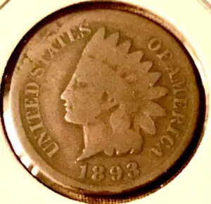 1893 Indian Head One Cent, Penny. KM #90a - Picture 1 of 2