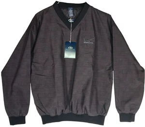 VANTAGE V-Neck Windshirt Verizon Logo Golf Black Greyson Plaid Check Mens S - Picture 1 of 9