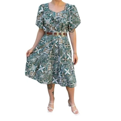 Винтажный 80-х женщин зеленый цветочный гавайский макси Muumuu сделано на Гавайях платье Sz M - Изображение 1 из 4