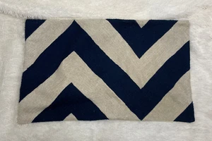 Pottery Barn Pillow Cover Chevron Blue & Beige 100% Cotton Rectangle Lumbar Sham - Picture 1 of 6