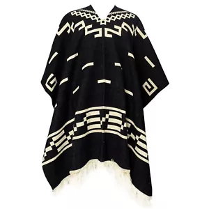 Clint Eastwood Alpaca Poncho Black Unisex | Handmade In Ecuador Soft and Warm - Picture 1 of 4