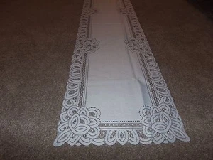 Lace Table Runner Light Blue Battenburg design 72 x 14 - Picture 1 of 5