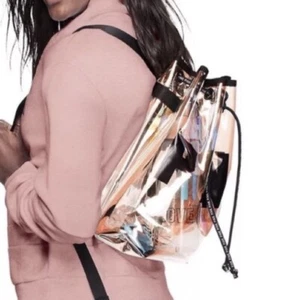 Victoria's Secret VS PINK Iridescent Translucent Drawstring Small Backpack NWT - Picture 1 of 2