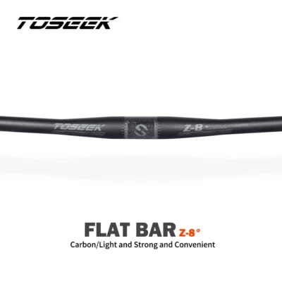 TOSEEK Carbon Fiber Mountain Bike Flat Bar 8° Backweep Handlebars 31.8*700-780mm - Image 1 of 4