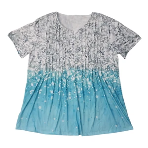 Women's Size 2XL Soft Round Neck Short Sleeve Buttons Shirt FREE SHIPPING - Picture 1 of 2