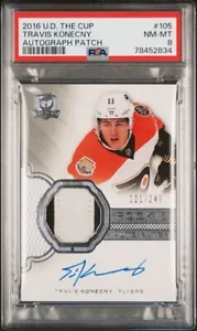 PSA 8 2016 UPPER DECK THE CUP TRAVIS KONECNY /249 ROOKIE PATCH AUTO RPA 105 - Picture 1 of 2