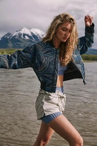 Free People Garden Party Floral Embroidered Cropped Bomber Jacket XS NWT $298 - Picture 1 of 12