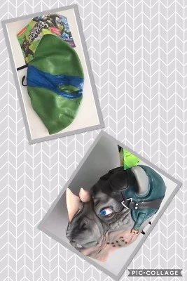 忍者神龟 3/4 面具万圣节服装配件全新带标签莱昂纳多 — 第 1/4 张图片