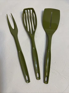 Vintage Foley Avocado Green Nylon Cooking Spatula Meat Fork Slotted Spoon - Picture 1 of 6