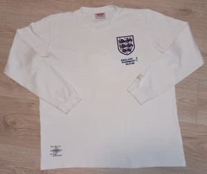 1966 World Cup England Shirt #6 vs West Germany White Size XL Long Sleeve. - Picture 1 of 9