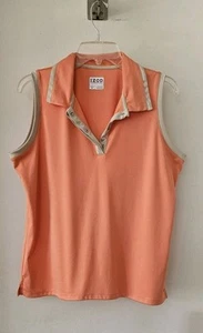 Golf Shirt Izod Perform X Womens XL  Orange Peach Sleeveless Snaps Collared  - Picture 1 of 7