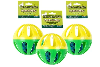 Ware Peck N Play Backyard Chicken Ball Toy Set 3 Multi Colored Balls 4.5 Inches - Image 1 of 3