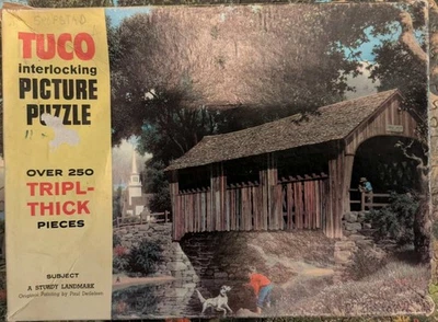 Vintage Tuco A Sturdy Landmark Tripl-Thick Picture Puzzle 250+ pcs Bridge Scene - Image 1 of 2