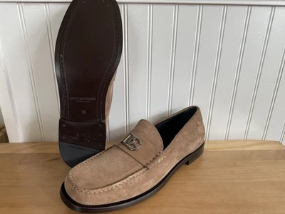 全新 DOLCE & GABBANA DG 标志 棕色麂皮绒 DG 标志鞋 EU 46/US 13 — 第 1/4 张图片