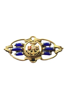 Vintage Military USN Pin mit Glas Strass goldfarben - Bild 1 von 5