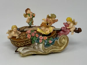 Ave Maria Music Box Violin Cherubs Sheet Music Box - 5 Cherubs - Great Condition - Picture 1 of 13