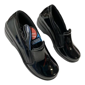 Easy Works Shoe Womens 12W Clog Black Patent Iridescent Slip Resistant Workwear - Picture 1 of 10