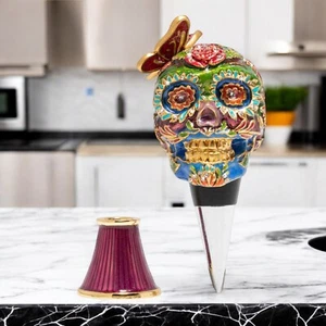 Jay Strongwater Calavera Skull Wine Stopper and Stand SDH6646-289 - Picture 1 of 6