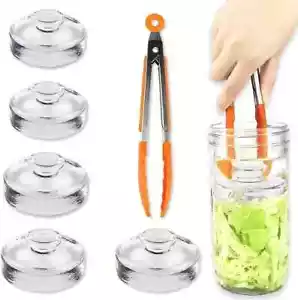 Glass Fermentation Weights with Grip Handle for Wide Mouth Mason Jars 5-Pack - Picture 1 of 2