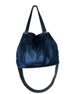 MARC NEW YORK Andrew Mark Studded Hobo Shoulder Leather Bag Black W Crossbody - Picture 1 of 9