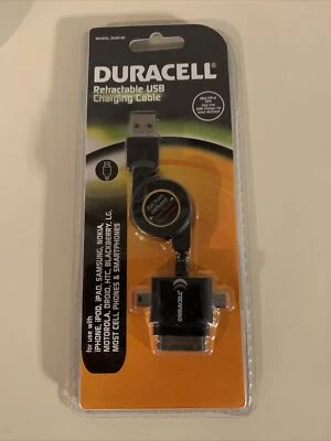 DURACELL Retractable USB Charging Cable Multiple Tips Micro Mini USB 30-Pin NEW - Image 1 of 2