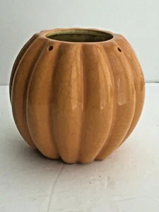HMK Naranja Calabaza Votivo Portavelas Halloween Otoño Decoración 5"T Crujido Cerámica - Imagen 1 de 8