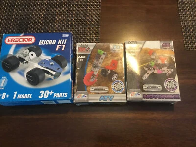 F1 Race Car: Erector Micro Kit #1701A, Gratis ATV Set And Motorbike - Image 1 of 4