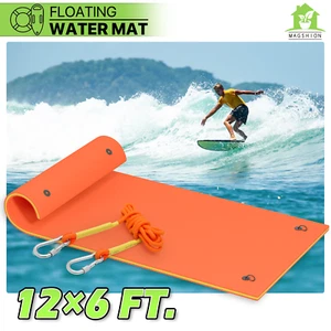 12 ft Orange Floating Water Pad Tear-Resistant 3-Layer XPE Foam Gaint Float Mat - Picture 1 of 12