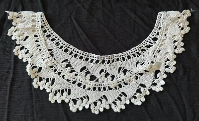 Precioso Vestido Disfraz Antiguo Crochet Cuello Redondo Encaje Blanco 13" Algodón Foto 1 de 4