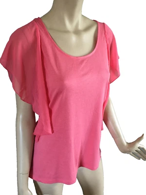 BNWT Ladies Sz S 10 Katies Brand Pretty Watermelon Flutter Sleeve Top RRP $30 - Image 1 of 4
