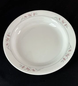 Corelle Silk Blossoms Soup Bowls Flat Rim Mauve Pink Gray 8 1/2" Diameter Pasta - Picture 1 of 9