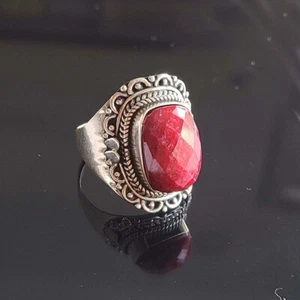 Ruby Corundum 925 Sterling Silver Fine Ring All Size Available For Gift - Picture 1 of 6