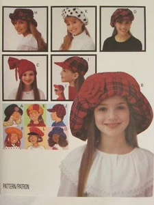 Amazing OOP BUTTERICK 6942 Boys/Girls Hats/Cap/Beret in 8 Looks PATTERN S-M-L UC - Picture 1 of 3