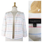Talbots Plus Size White Pink Blue Stripe Blazer Jacket Size 14 Formal Career