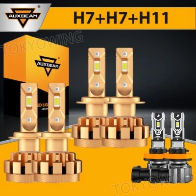 For Mercedes-Benz E350 E320 E550 AUXBEAM H7+H7+H11 Combo LED Headlight Fog Bulbs - Image 1 of 4