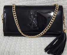 Yves Saint Laurent Large Logo Patent Leather Wallet on Chain Cute