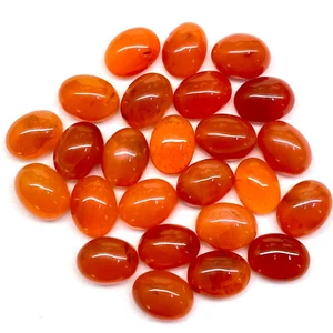 16 Pcs Natural Carnelian 16x12mm Oval Beautiful Orange Loose Cabochon Gemstones - Picture 1 of 10