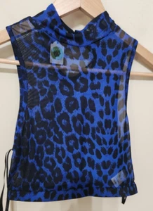 Top corto Superdown azul transparente talla leopardo - Imagen 1 de 4