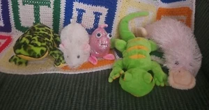 LOT of 5 Ganz Webkinz Plush Stuffed Animals - No Tag Codes Gecko Fish Toad - Picture 1 of 7