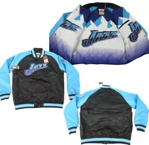 Utah Jazz Mens Size XL Mitchell & Ness Thick Button Snap Satin Jacket Coat $150 - Picture 1 of 12