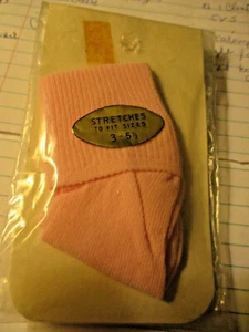 VINTAGE INFANT ANKLE SOCKS 1 PR NYLON 1960's SIZE 3-5 1/2 PINK low shipping USA - Picture 1 of 1
