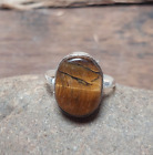925 Sterling Silver Brown Gemstone Tiger Eye Ring,Oval Tiger Eye Ring For Men