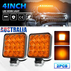 2pcs Square Led Work Light Pods Amber Lights For Truck Off Road Tractor 12v 24v