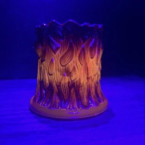 VTG Robert Hansen? Red Glass Tree Stump Toothpick Matchstick Holder UV - Picture 1 of 12