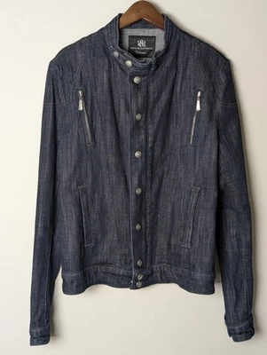 Chaqueta de moto vaquera Rock & Republic Collection para mujer azul medio cremallera botón... Foto 1 de 4