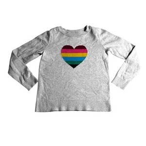 Gap Kids Girls Rainbow Heart Crewneck Sweater Size Medium - Picture 1 of 5