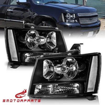 2PCS Black Headlights For 2007-2013 Chevy Suburban 1500 2500 Tahoe Avalanche - Image 1 of 4