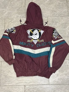 Chaqueta De Colección Años 90 Mighty Ducks Starter Talla Mediana Grande Logo NHL Hockey Spellout - Imagen 1 de 9