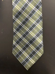 VTG Pierre Cardin Slim Tie 100% Silk Green Blue White Black Plaid 2.75" - Picture 1 of 3